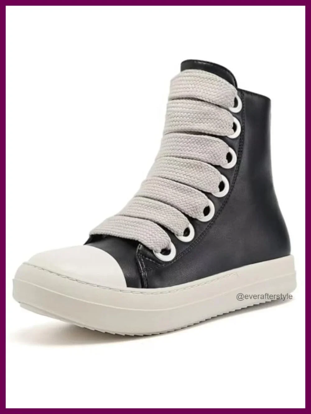 Women's High Top Sneakers PU Leather Thick Sole Lace Up Zipper Walking Shoes